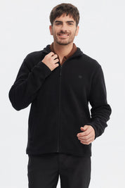 Polar negro para hombre con diseño liso y cierre frontal práctico