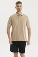 Polera Hombre Slim Cuello Camisero Beige