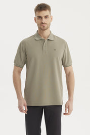 Polera Hombre Slim Cuello Camisero Verde