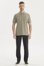 Polera Hombre Slim Cuello Camisero Verde