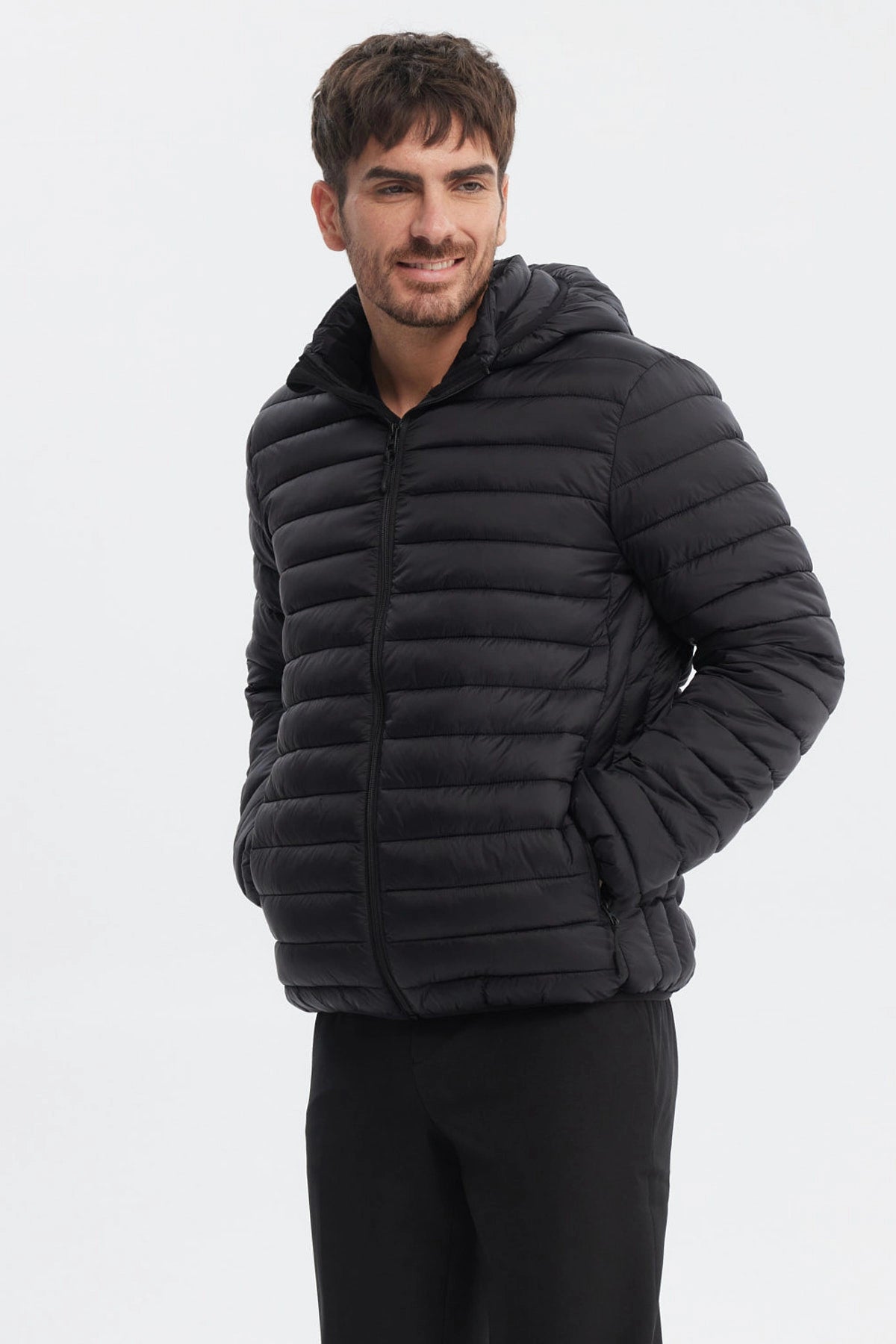 Parka Hombre Slim Negro