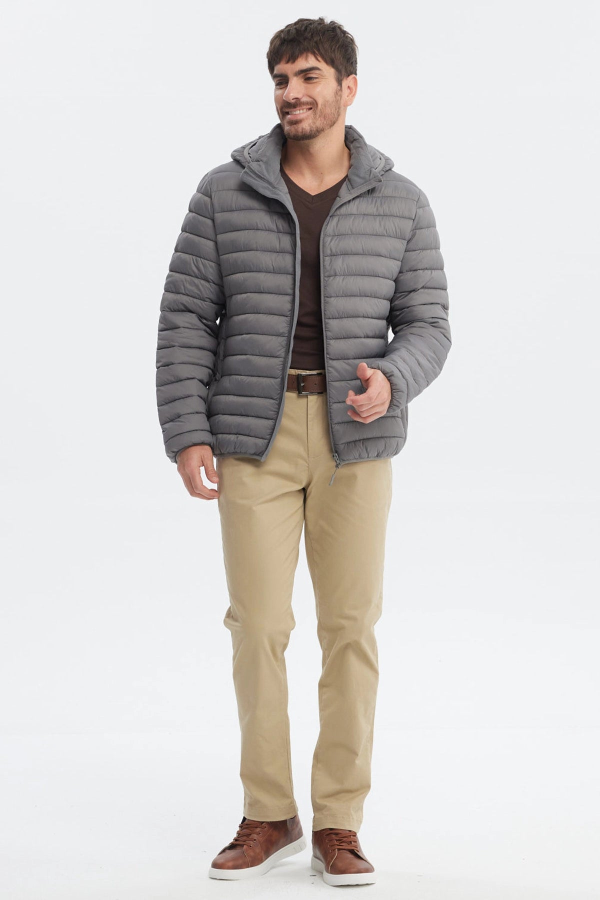 Parka Hombre Slim Gris