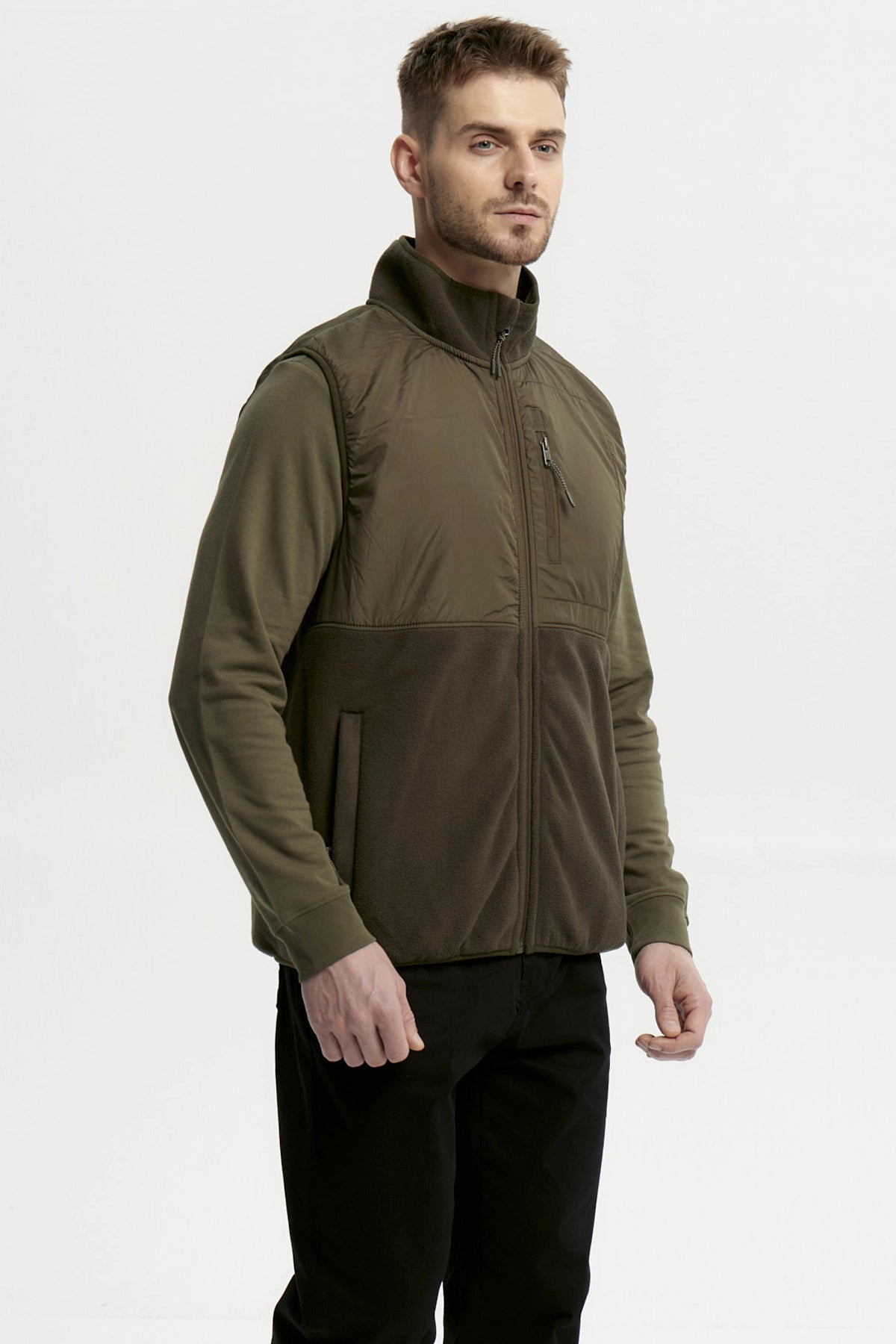 Polar Hombre Cuello Con Cierre Verde