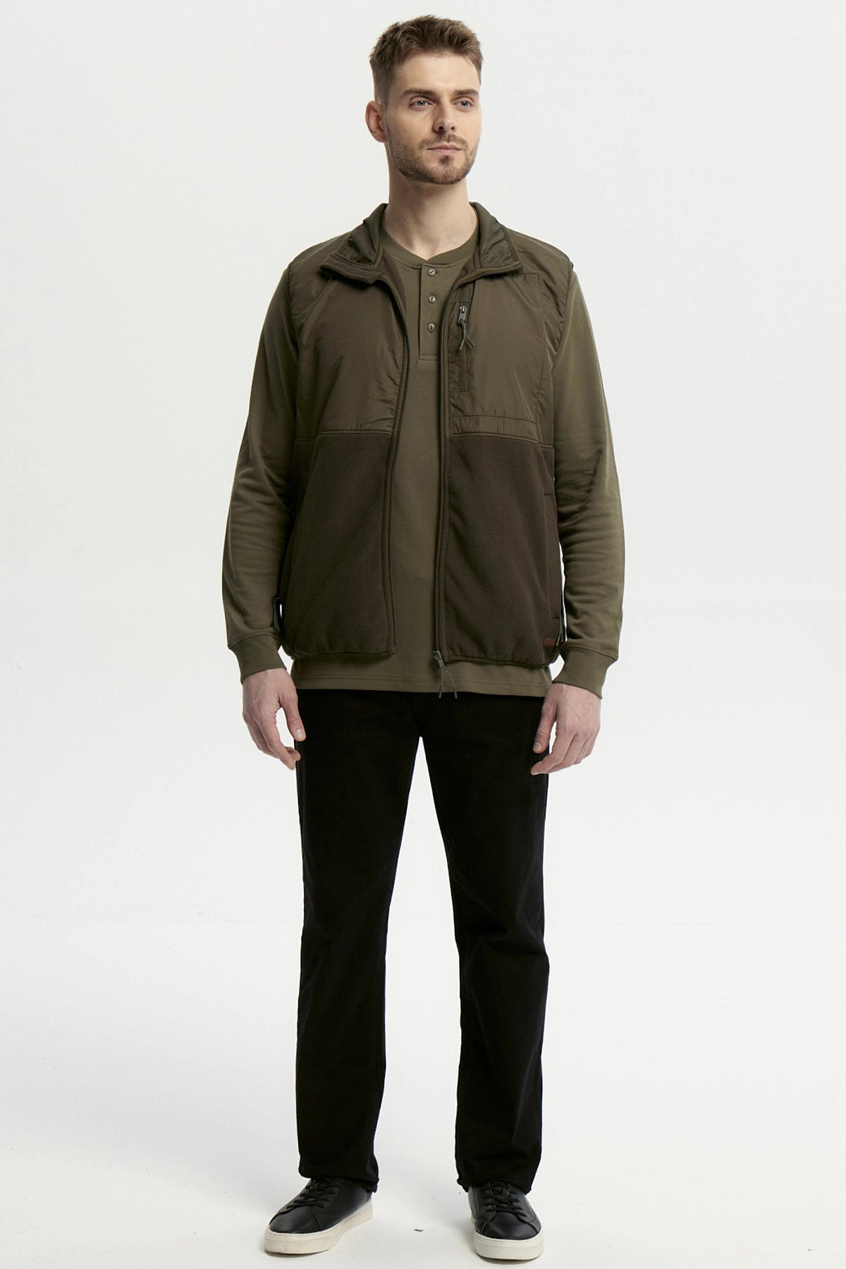 Polar Hombre Cuello Con Cierre Verde