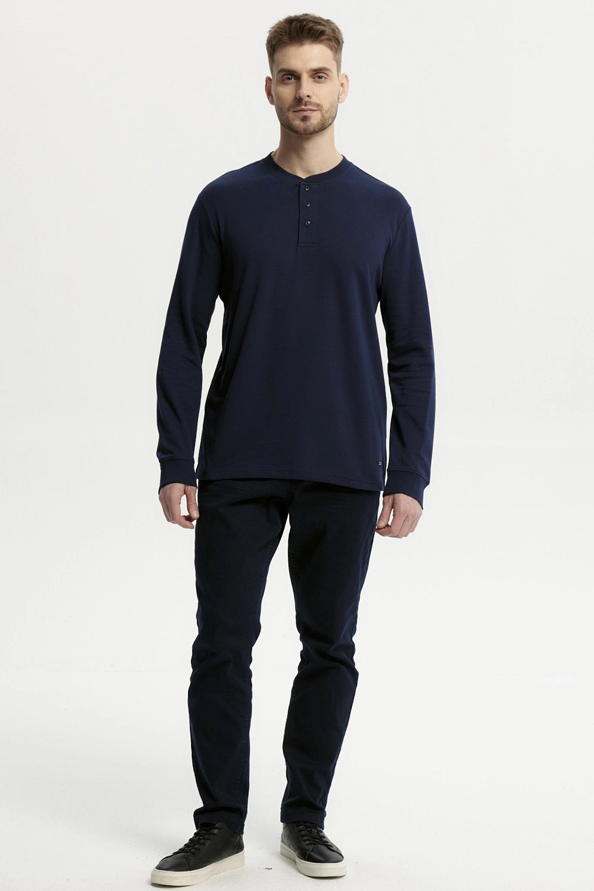 Polera Hombre Slim Azul Marino