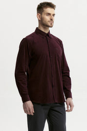 Camisa Hombre Slim Burdeo