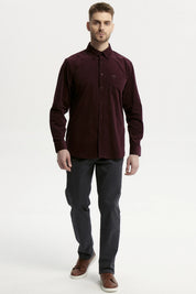 Camisa Hombre Slim Burdeo