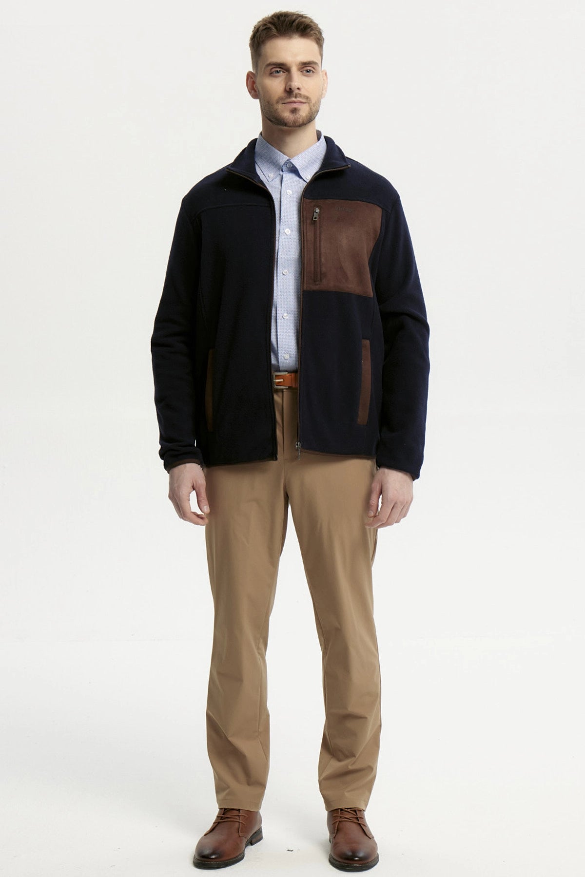 Polar Hombre Slim Cuello Con Cierre Azul Marino