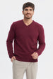 Sweater Hombre Slim Cuello V Rojo