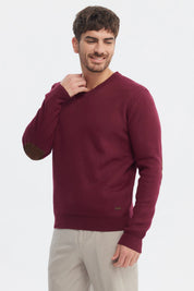 Sweater Hombre Slim Cuello V Rojo