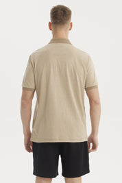 Polera Hombre Cuello Polo Jacquard Kaki