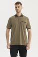 Polera Hombre Cuello Polo Jacquard Verde Oliva
