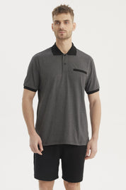 Polera Hombre Cuello Polo Jacquard Marengo