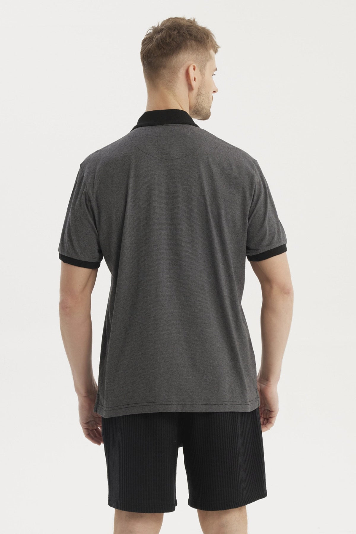 Polera Hombre Cuello Polo Jacquard Marengo