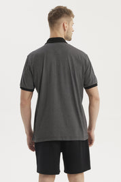 Polera Hombre Cuello Polo Jacquard Marengo