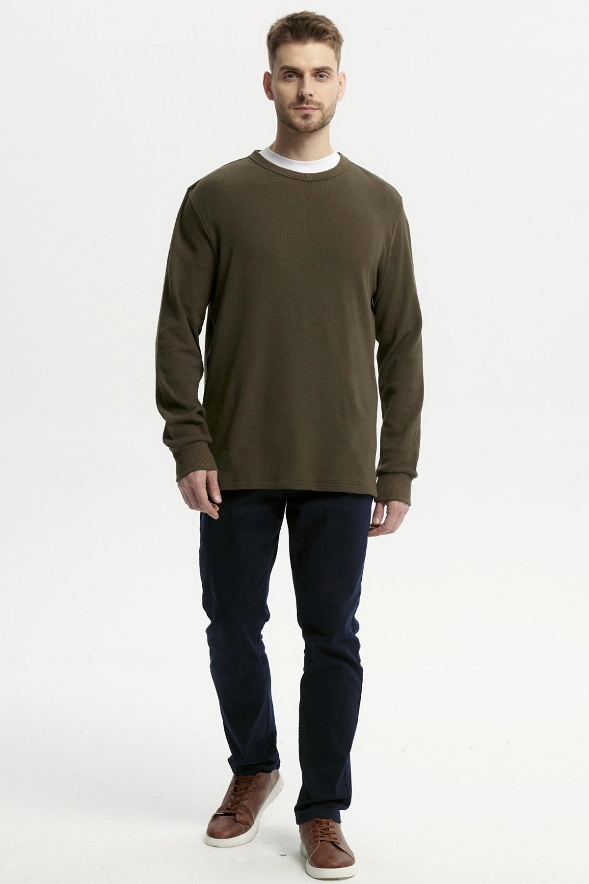 Polera Hombre Slim Verde Olivo