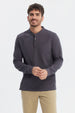 Polera hombre slim marengo lisa con cuello redondo y tres botones al frente sin estampa visible