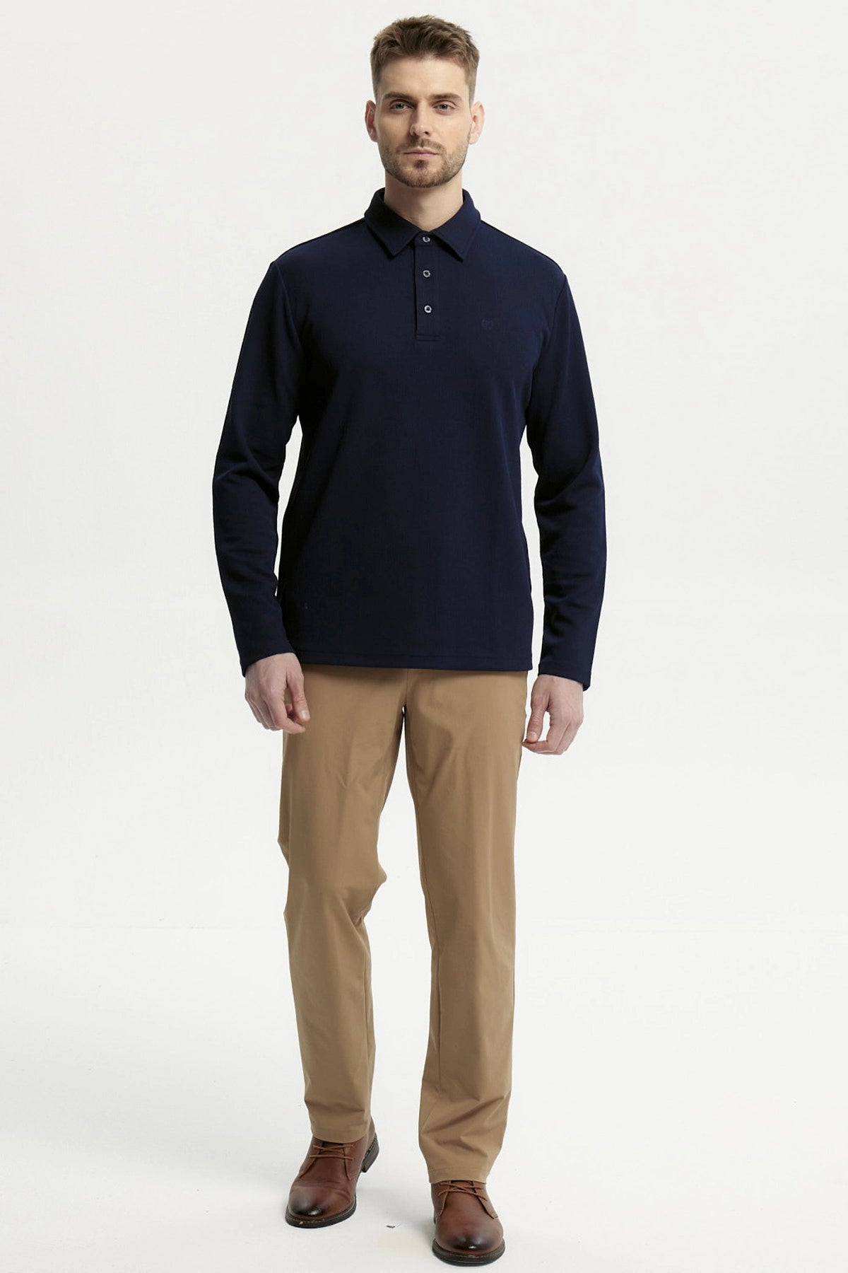 Polera Hombre Slim Cuello Polo Azul Marino