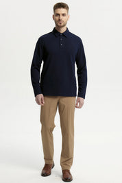 Polera Hombre Slim Cuello Polo Azul Marino