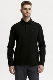 Polera Hombre Slim Cuello Polo Negro