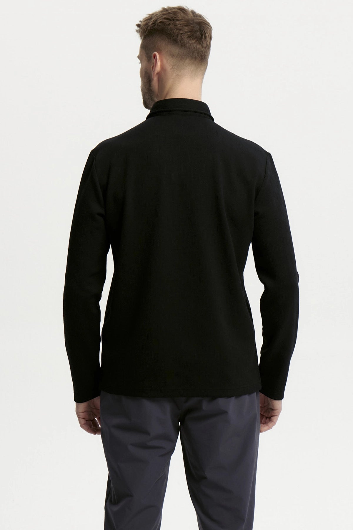 Polera Hombre Slim Cuello Polo Negro