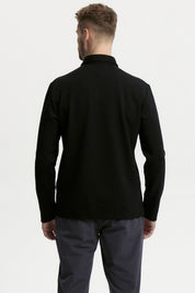 Polera Hombre Slim Cuello Polo Negro