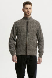 Sweater Hombre Cuello Con Cierre Café