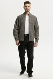 Sweater Hombre Cuello Con Cierre Café