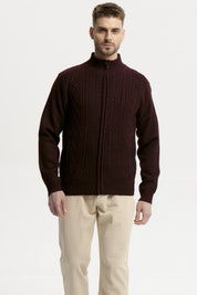 Sweater Hombre Cuello Con Cierre Burdeo