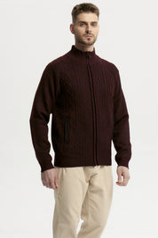 Sweater Hombre Cuello Con Cierre Burdeo