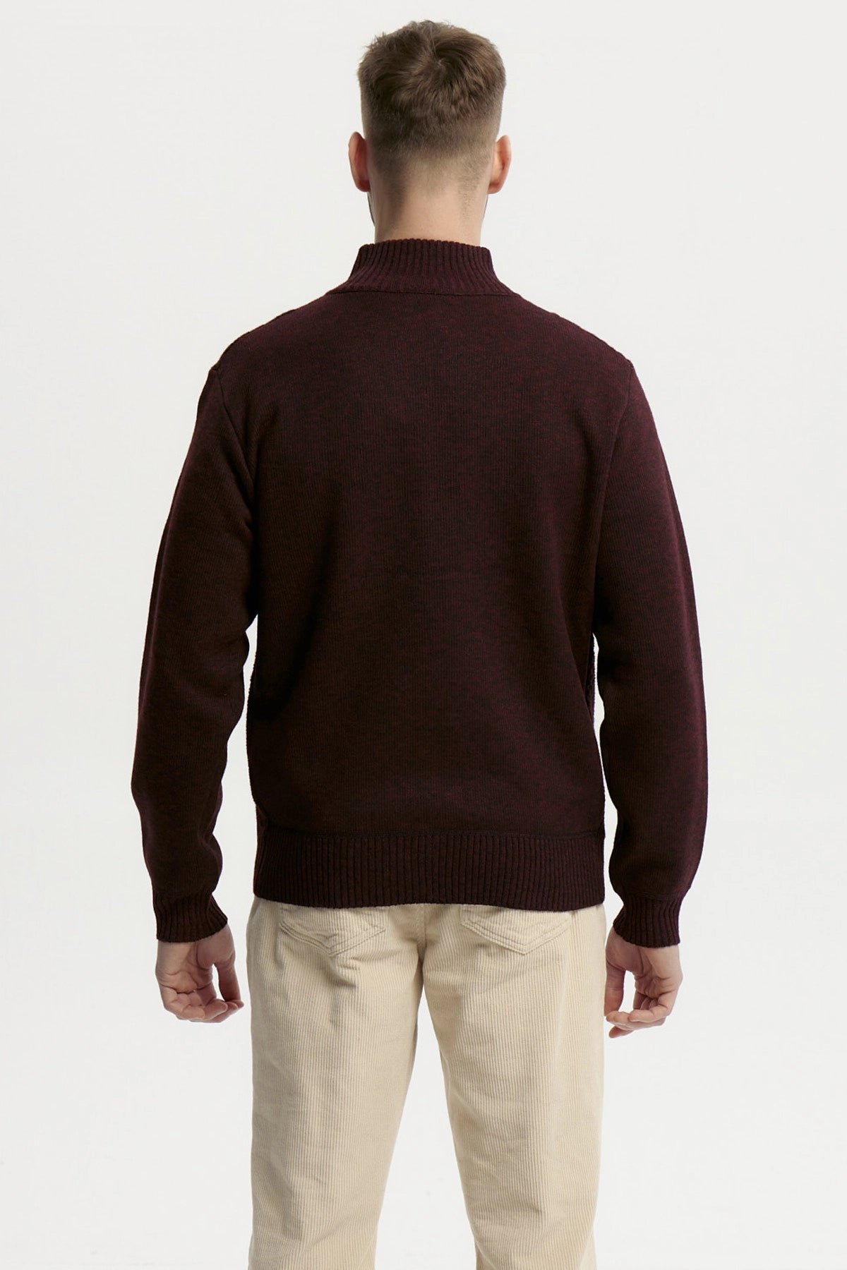 Sweater Hombre Cuello Con Cierre Burdeo