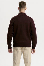 Sweater Hombre Cuello Con Cierre Burdeo