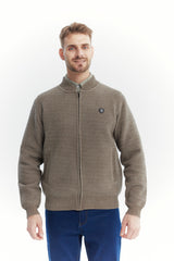 Sweater Hombre Cuello Con Cierre Café