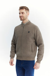 Sweater Hombre Cuello Con Cierre Café