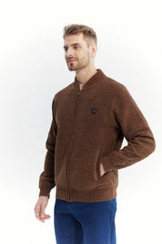 Sweater Hombre Cuello Con Cierre Café Claro
