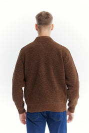 Sweater Hombre Cuello Con Cierre Café Claro