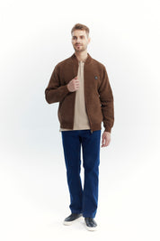 Sweater Hombre Cuello Con Cierre Café Claro