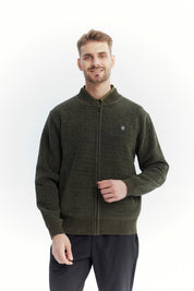 Sweater Hombre Cuello Con Cierre Verde