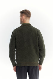 Sweater Hombre Cuello Con Cierre Verde