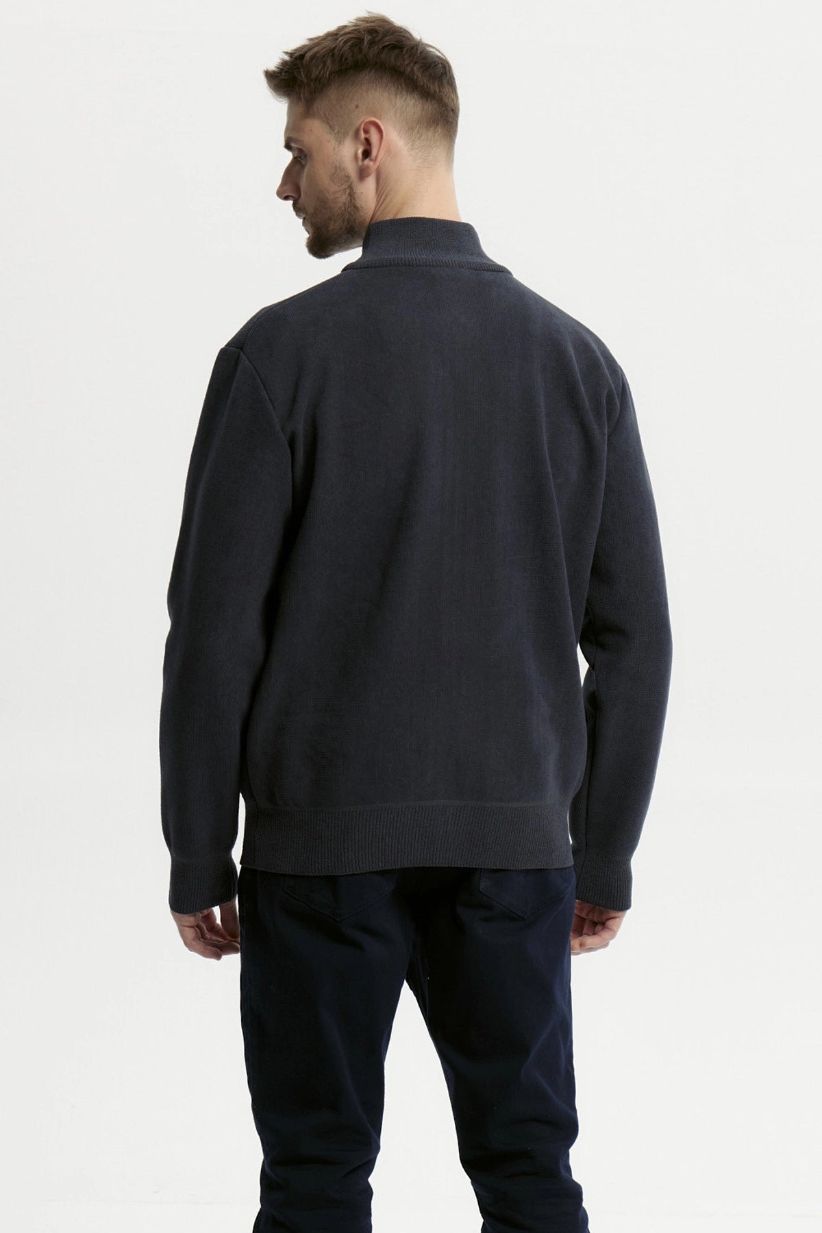 Sweater Hombre Cuello Con Cierre Azul Marino
