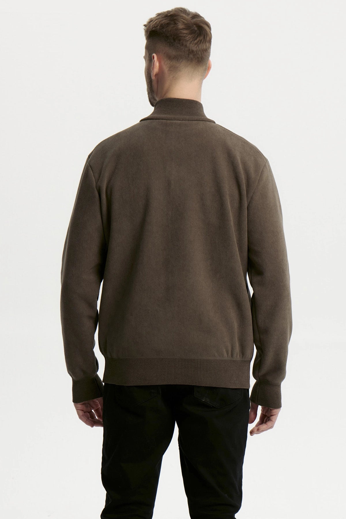 Sweater Hombre Cuello Con Cierre Verde
