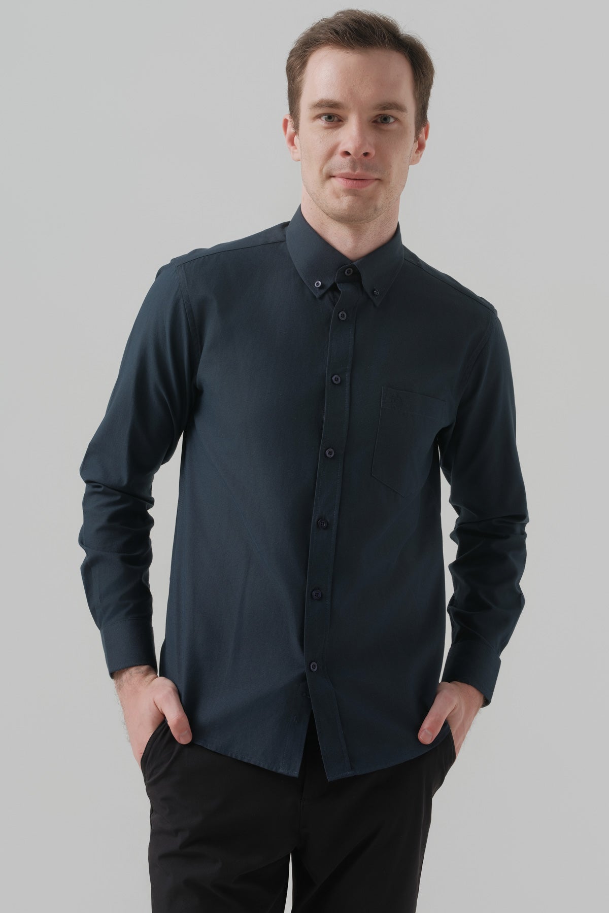 Camisa Hombre Regular Azul Oscuro
