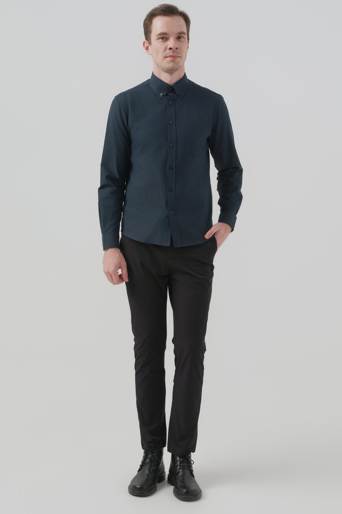 Camisa Hombre Regular Azul Oscuro
