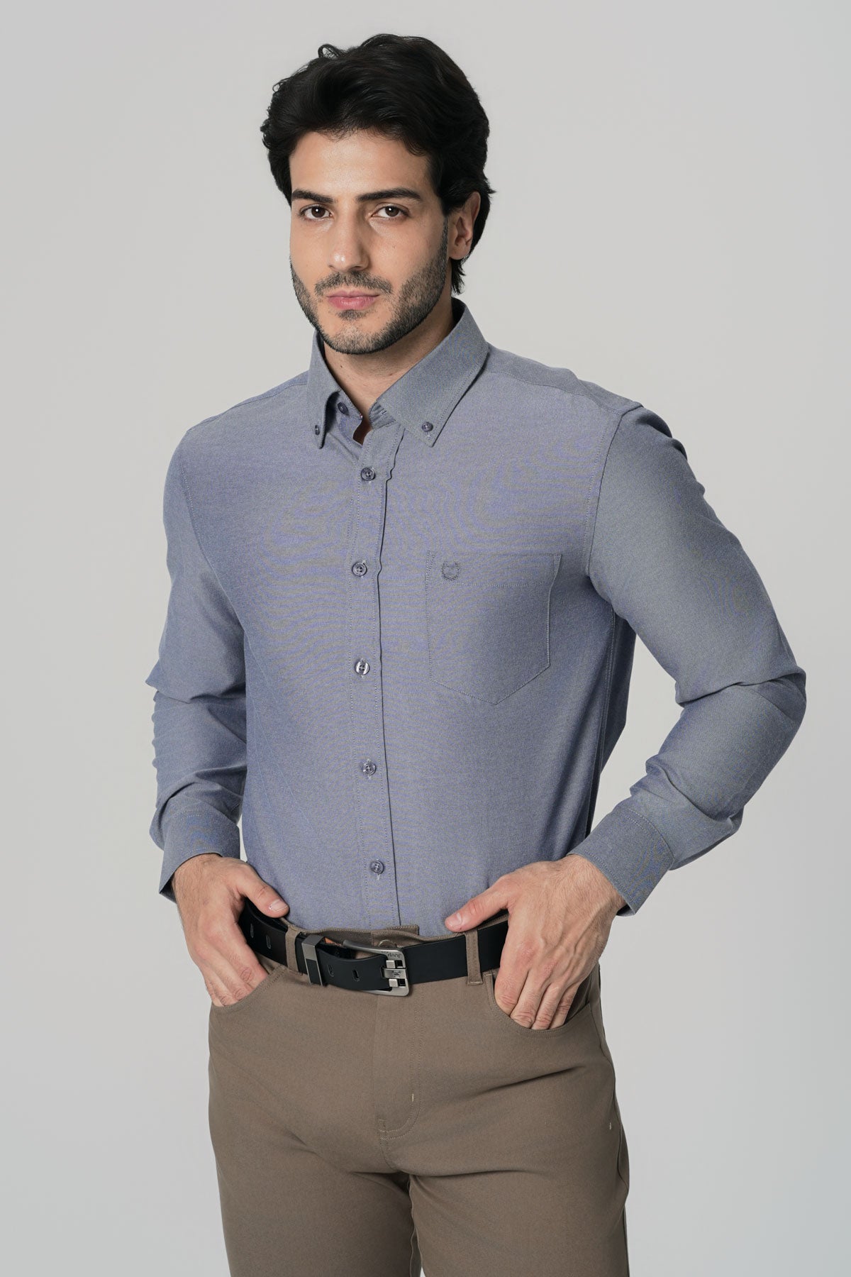 Camisa Regular Hombre Azul