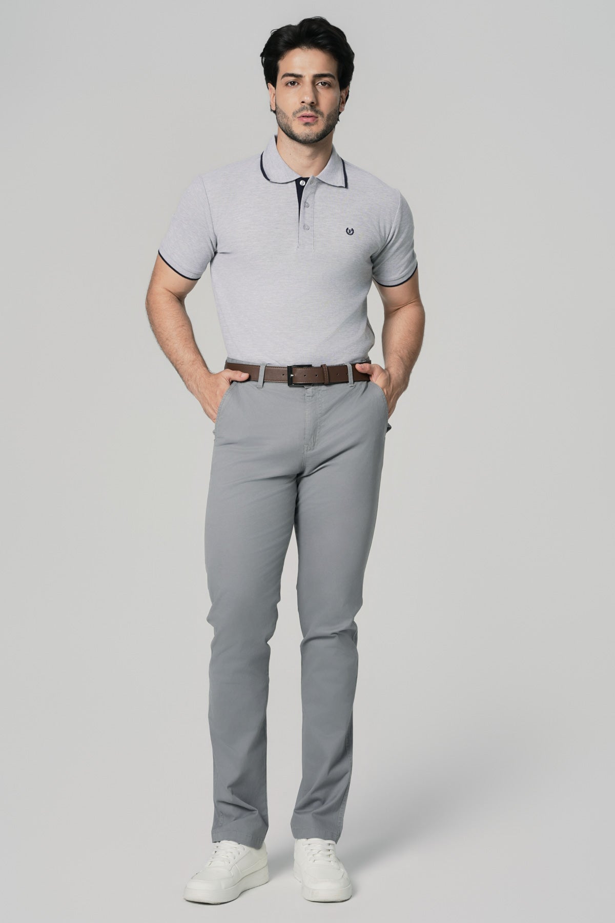 Pantalón Calce Recto Hombre Gris Claro
