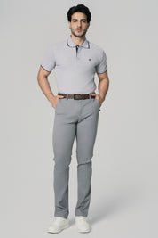 Pantalón Calce Recto Hombre Gris Claro