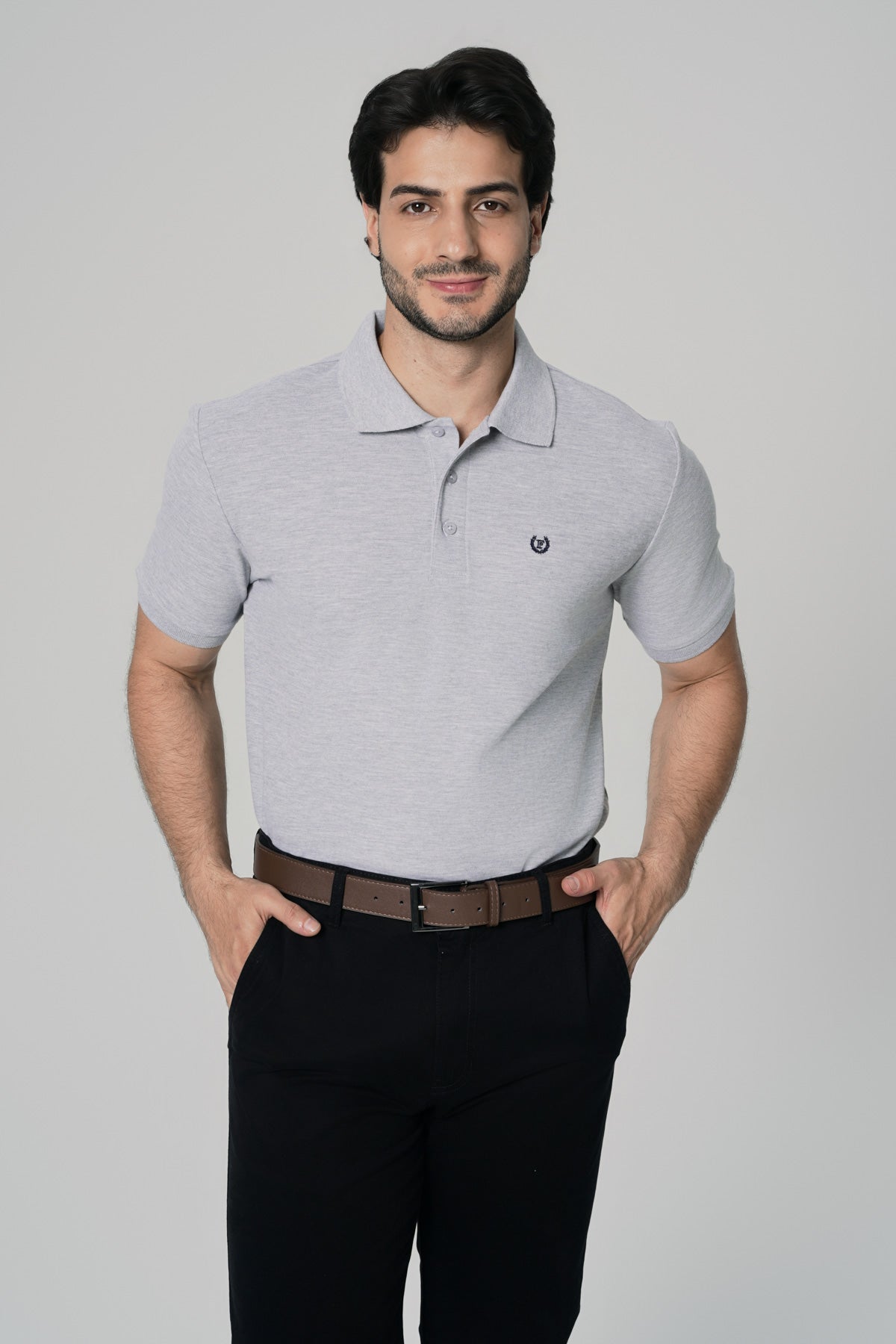 Polera Regular Hombre Gris Melange