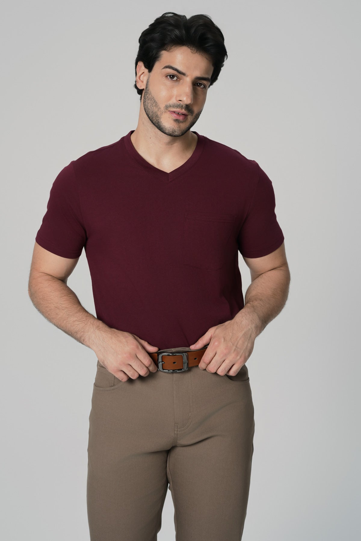 Polera Regular Hombre Burdeo