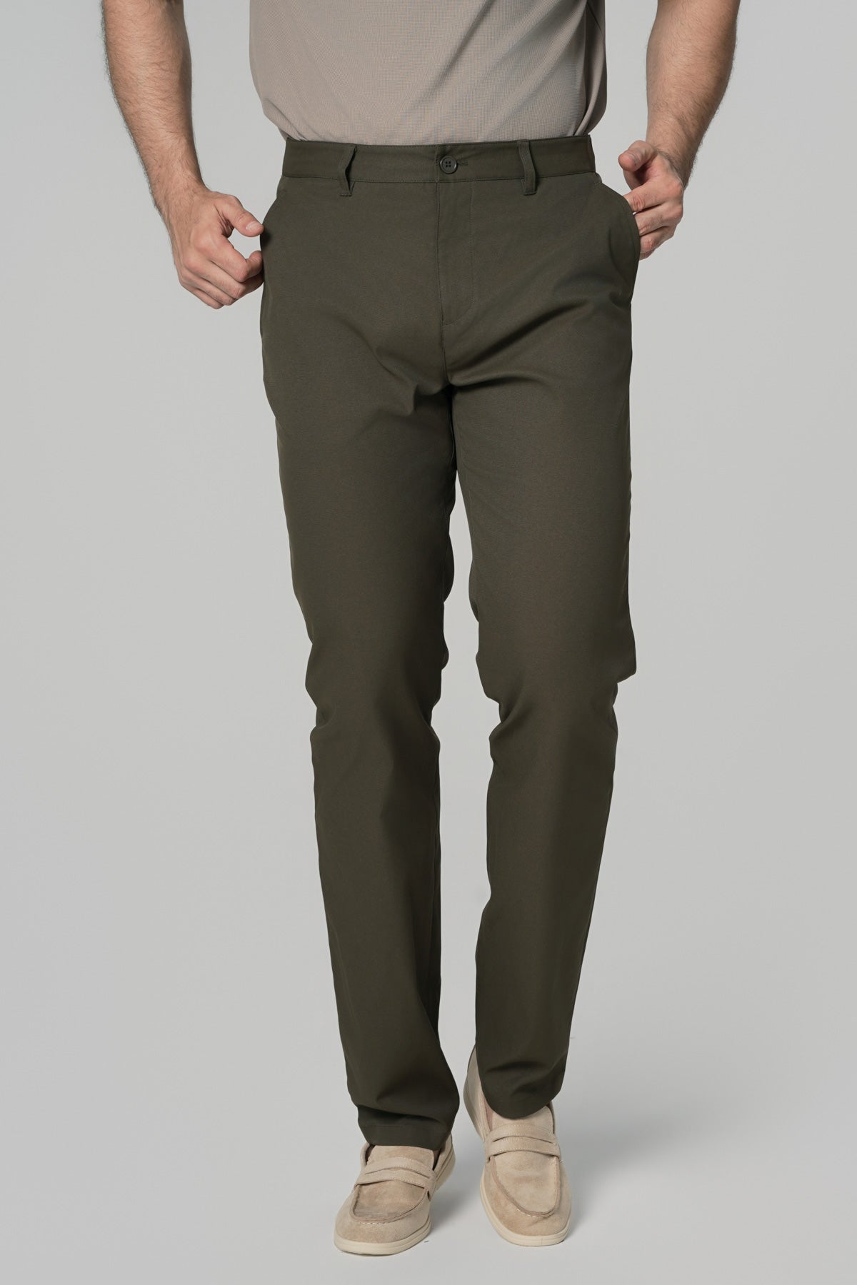 Pantalón Hombre Calce Recto Verde Olivo