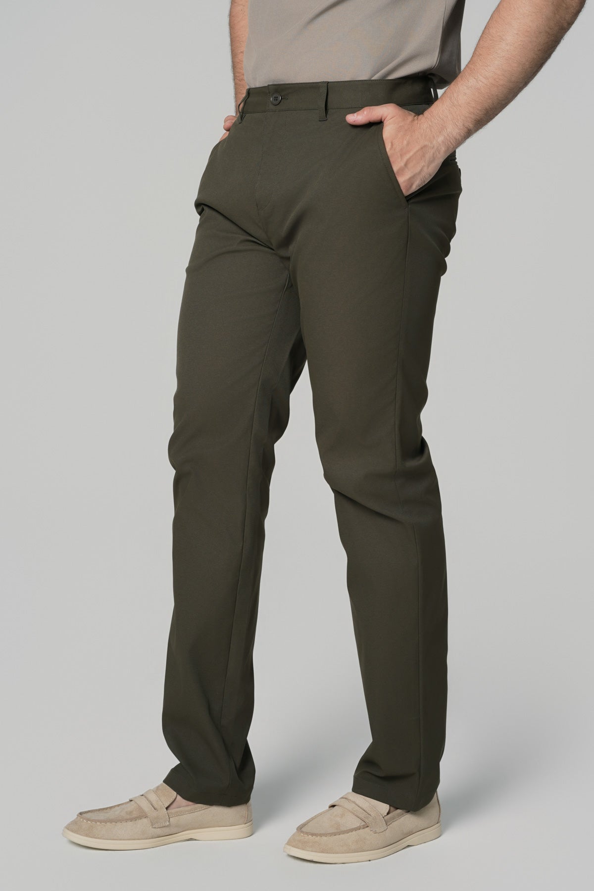 Pantalón Hombre Calce Recto Verde Olivo